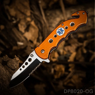 4.5" Closed Folding Pocket Knife Alumina Handle with Rope Cutter and Glass Breaker
